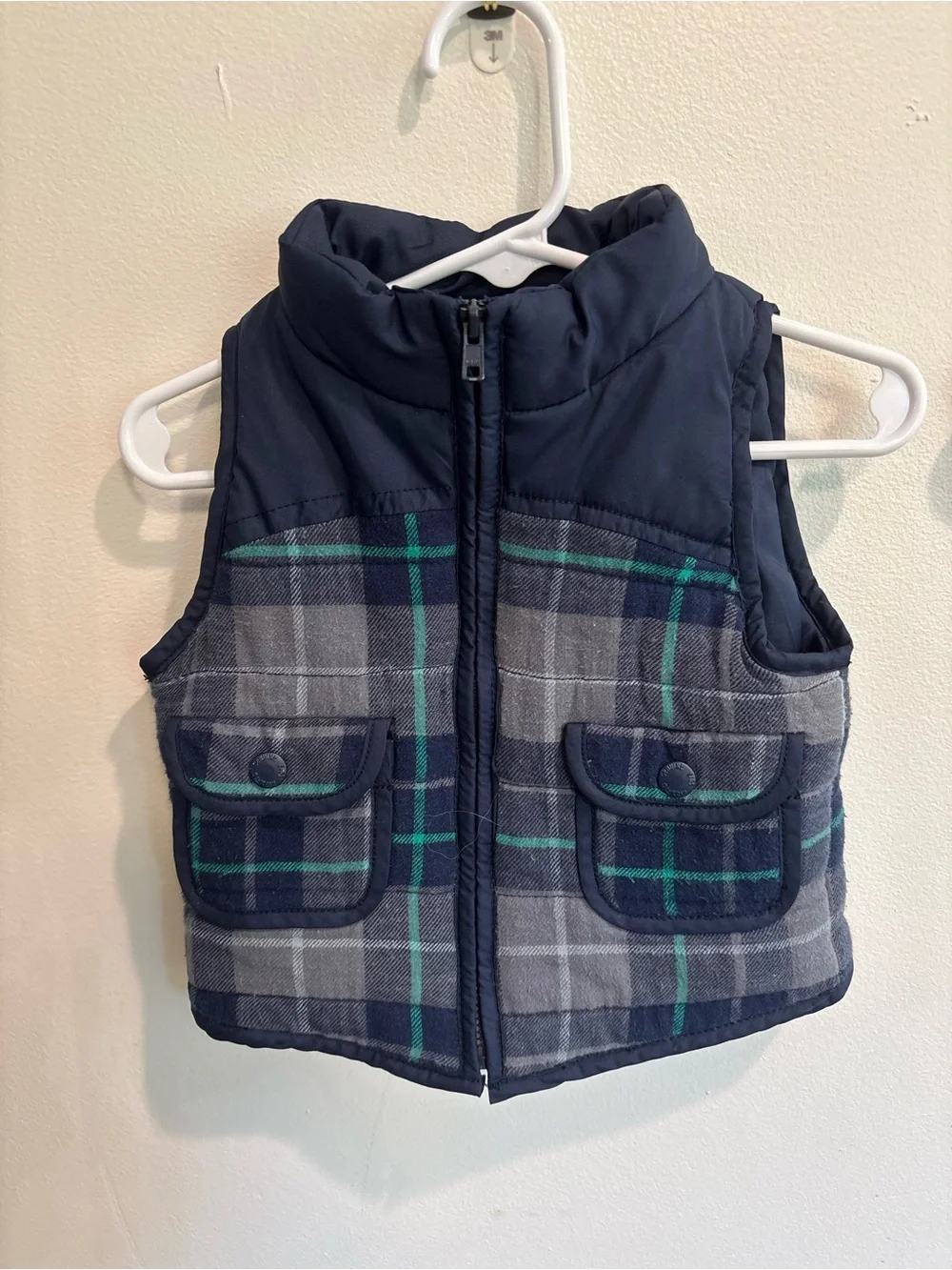 Genuine Kids Oshkosh vest 12 months baby boy navy plaid